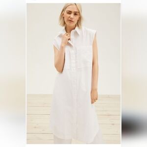 Zara Women's Linen White Button Up Dress Size X-small